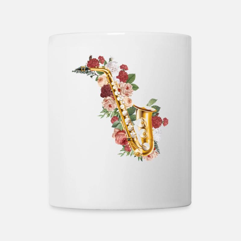 Saxophone Flower Rose Floral - Mug - white
