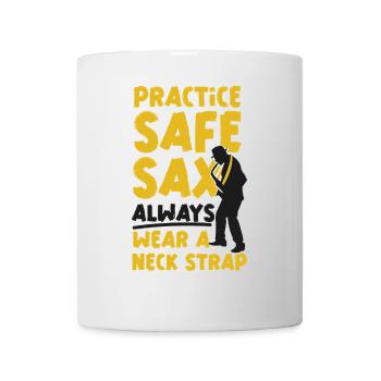 Saxophones Pun Practice Safe Sax - Mug - white - Front