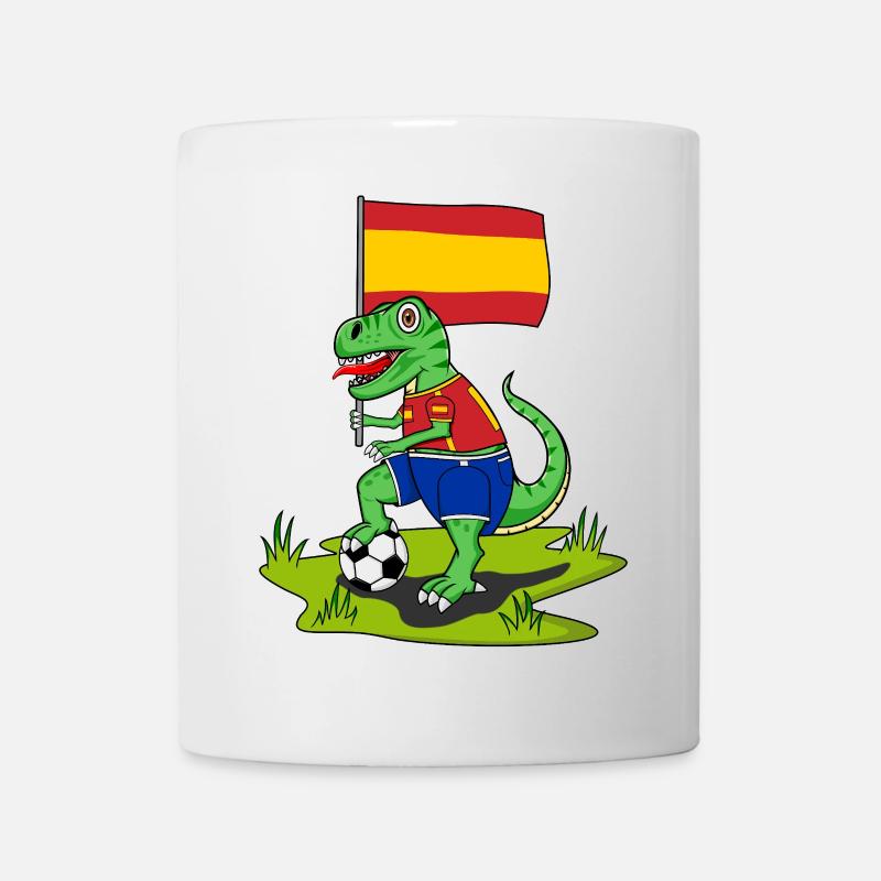 Spanien Flagge Dinosaurier Rex Fußball - Tasse - Weiß