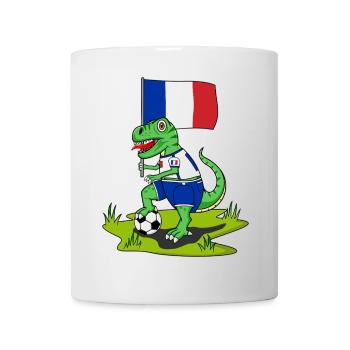 Frankreich Flagge Dinosaurier Rex Fußball  - Tasse - Weiß - Vorne