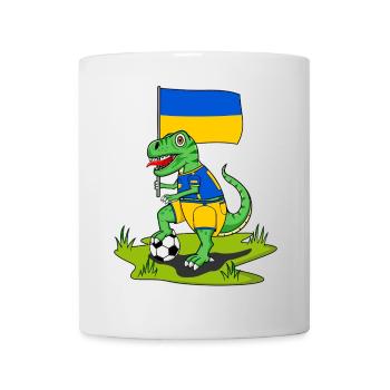 Ukraine Flag Dinosaur Rex Football - Mug - white - Front