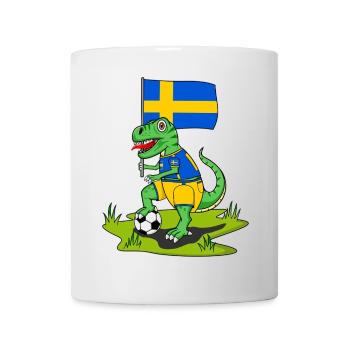 Drapeau de la Suède Dinosaure Rex Football - Mug blanc - blanc - Devant
