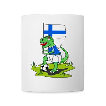 Drapeau de la Finlande Dinosaure Rex Football - Mug blanc - blanc - Devant