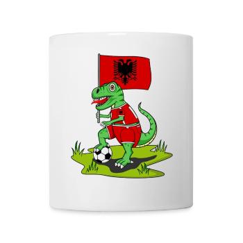 Albania Flag Dinosaur Rex Football - Mug - white - Front
