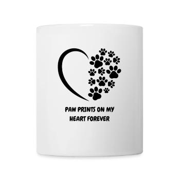 Paw Prints on My Heart Forever – Herz mit Pfoten - Tasse - Weiß - Vorne