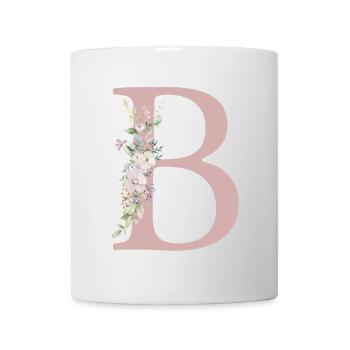 B Monogramme, Floral, Personnalisable - Mug blanc - blanc - Devant