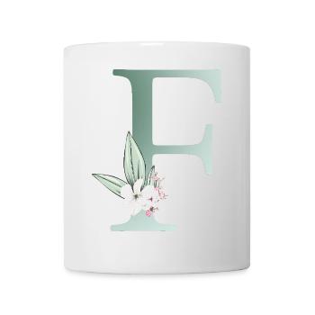 F Monogram, Floral, Personnalisable - Mug blanc - blanc - Devant