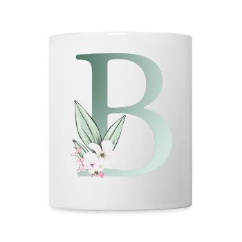 B Monogramme, Floral, Personnalisable - Mug blanc - blanc - Devant