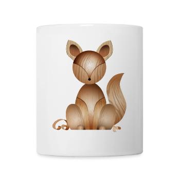 Wood-look illustration – Cute fox - Mug - white - Front