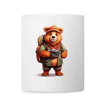 Un ours en vacances en voyage - Mug blanc - blanc - Devant