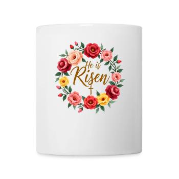 Happy Easter Flower Wreath He Is Risen Jesus - Mug - white - Front