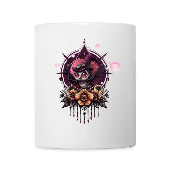 Die Steampunk-Eule: Hüter der Geheimnisse. - Tasse - Weiß - Vorne