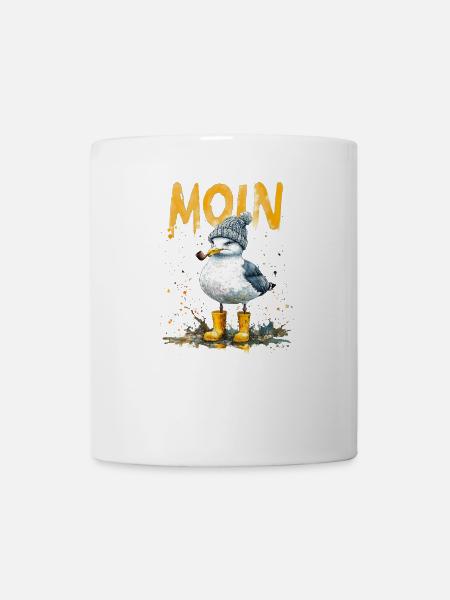 Seaman Seagull in the Wadden Sea with Moin - Mug - white