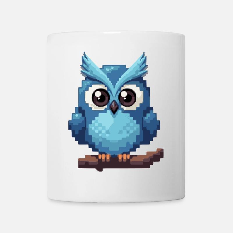Pixel Eule – Retro 8-Bit Style - Tasse - Weiß