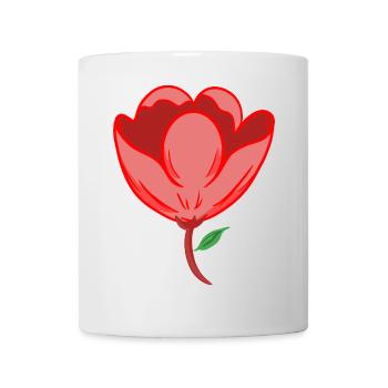 Rote Blume - Tasse - Weiß - Vorne