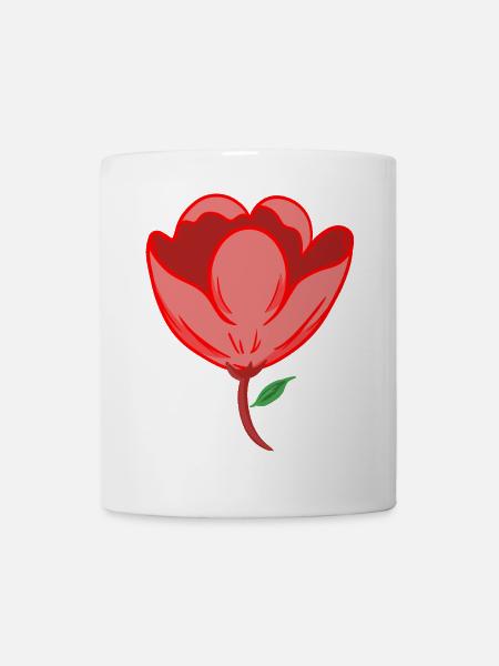 Rote Blume - Tasse - Weiß