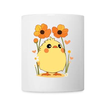 poussin, printemps, fleurs, été, Pâques, jardin - Mug blanc - blanc - Devant