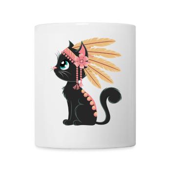 Boho Feather Cat - Mug - white - Front