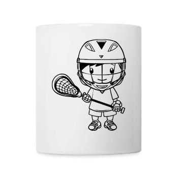 Lacrosse Junge Cartoon - Tasse - Weiß - Vorne