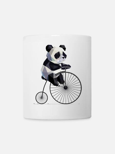 Panda auf Hochrad – Retro trifft Tierliebe - Tasse - Weiß