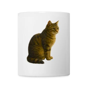 Seated, tabby cat - Mug - white - Front
