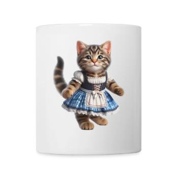 Süße kleine Katze im Dirndl - Tasse - Weiß - Vorne