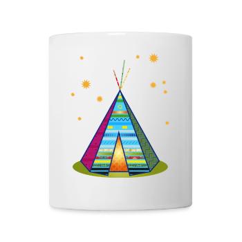 Buntes Tipi-Zelt – Fantasievolles Muster - Tasse - Weiß - Vorne