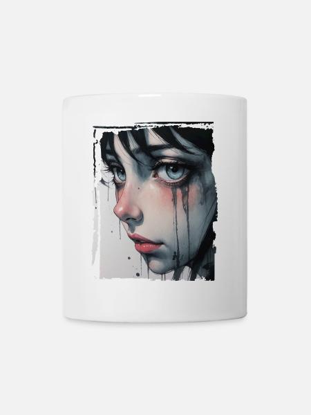 Anime Girl with Tears - Mug - white