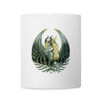 Grüner Drache Von Farn umgeben - Tasse - Weiß - Vorne