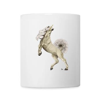 Einhorn mit Schweif und Mähne aus Pusteblume - Tasse - Weiß - Vorne