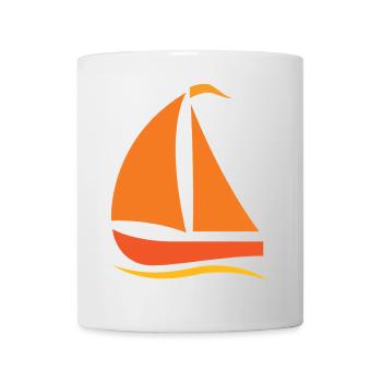 Minimalistische Segelboot Silhouette Nordsee - Tasse - Weiß - Vorne