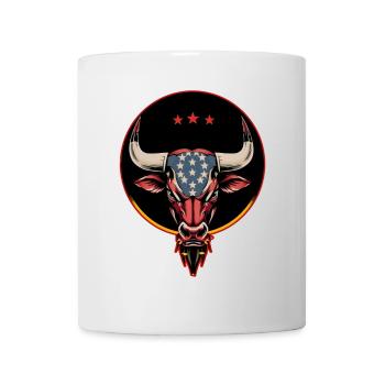 Patriotischer Stierkopf, ein amerikanischer Stier. - Tasse - Weiß - Vorne