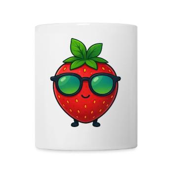 Coole minimalistische Erdbeere fruchtig Sommer - Tasse - Weiß - Vorne