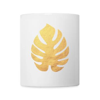 Feuille de Philodendron Or Botanique Nature Flore Organique - Mug blanc - blanc - Devant
