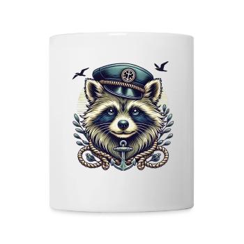 Un raton laveur des Maritimes dans un loooK de marin - Mug blanc - blanc - Devant