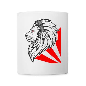 Stylish lion with headphones - Mug - white - Front