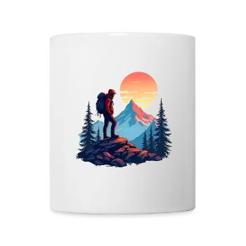 Randonneur Montagnes Coucher de soleil - Mug blanc - blanc - Devant
