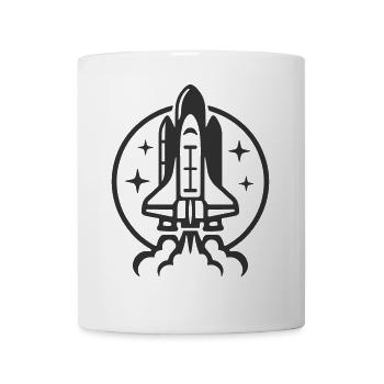 Symbol für das Logo des Space Shuttle-Starts. Abziehen. Rakete - Tasse - Weiß - Vorne