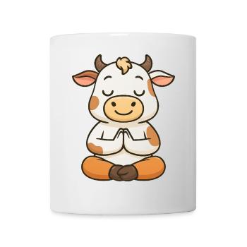 Süße Kuh Bulle Yoga Meditation entspannen Chibi - Tasse - Weiß - Vorne