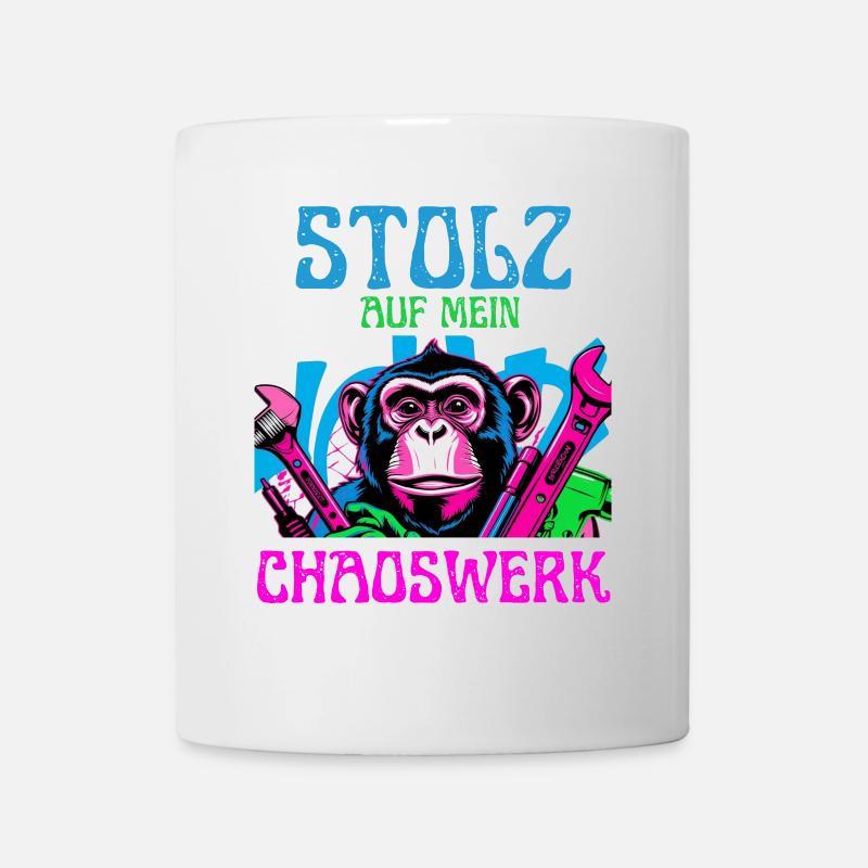 Stolz auf mein Chaoswerk – DIY Monkey - Tasse - Weiß