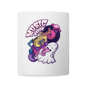 Music Feeds My Soul - Cute Ghost Cartoon - Mug - white - Front