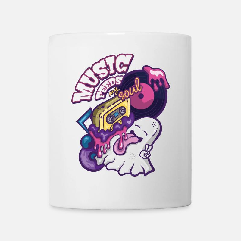 Music Feeds My Soul - Cute Ghost Cartoon - Mug - white