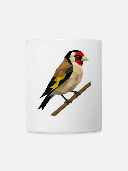 Polygonaler Distelfink – Geometrische Eleganz - Tasse - Weiß