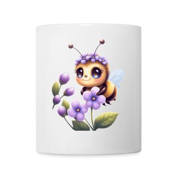 Abeille mignonne parmi les lilas 🐝 - Mug blanc - blanc - Devant