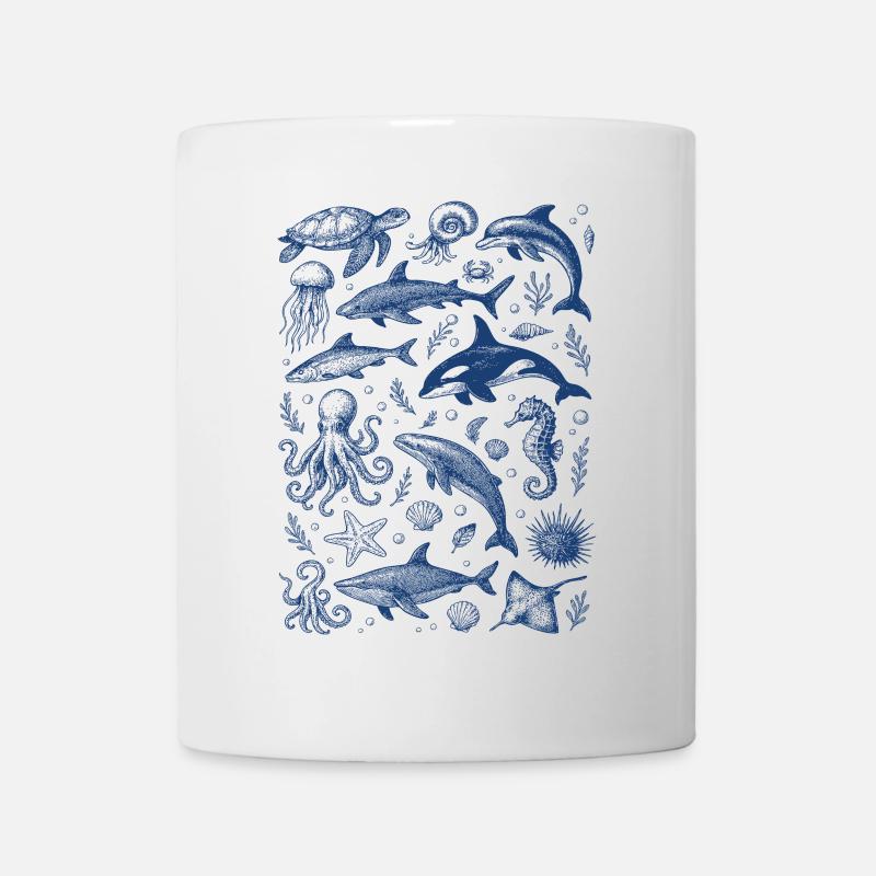 Créatures de la mer Tendance rétro vintage 2025 - Mug blanc - blanc
