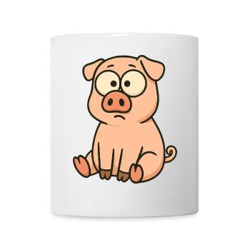 Süßes Cartoon Schwein lustig verwirrt Clumsy - Tasse - Weiß - Vorne