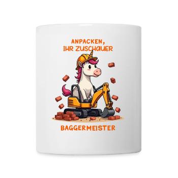 Einhorn Baggermeister - Tasse - Weiß - Vorne