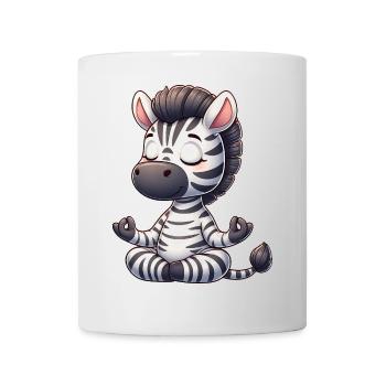 zèbre yoga méditation relaxation chill dessin animé - Mug blanc - blanc - Devant