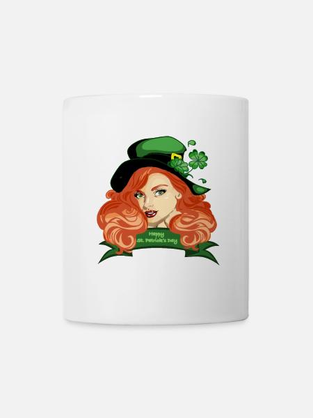 St. Patricks Pinup-Kleeblatthut - Tasse - Weiß