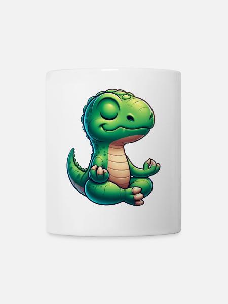 Dino T-Rex Dinosaurier Yoga Meditation Relaxen - Tasse - Weiß